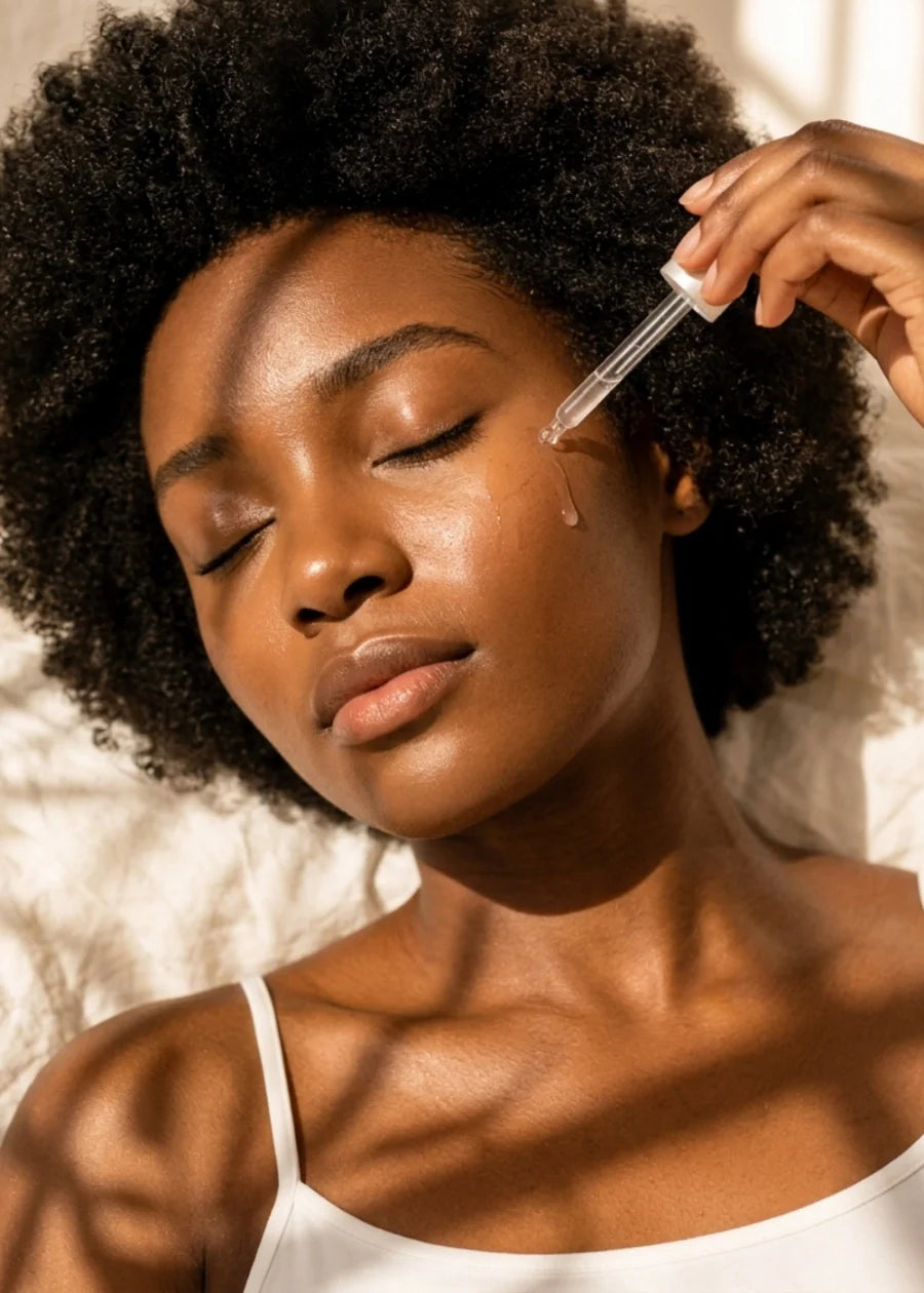 Woman applying facial serum for healthy, radiant skin