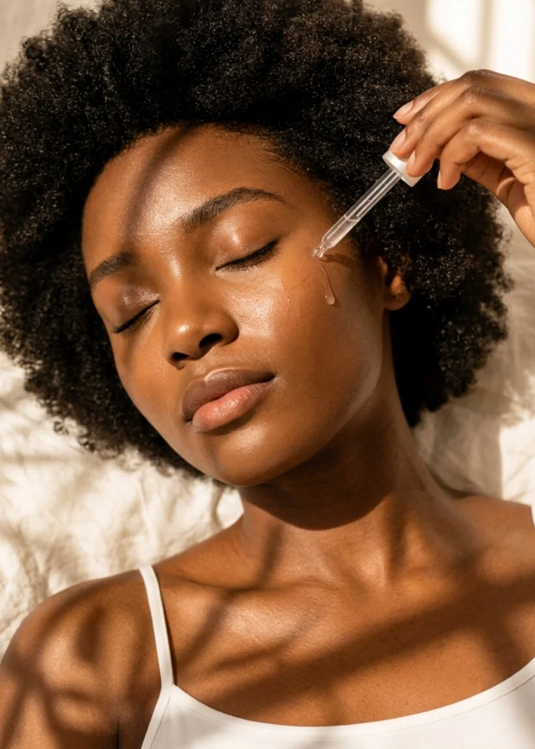 Woman applying facial serum for healthy, radiant skin